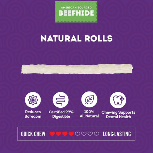 Beefhide Munchy Sticks 5" Dog Chew Treats - Natural Flavor, 40 Count/1 Pack...
