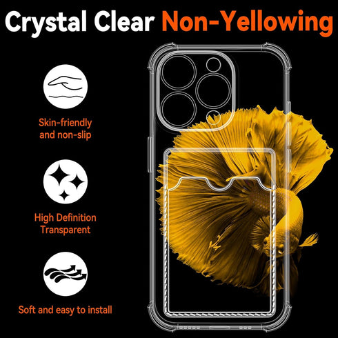 Design for iPhone 12 Pro Case with Card Holder, Wallet Case Clear Slim Soft Protective Cover Shockproof Anti-Scratch Phone Card Case for iPhone 12...