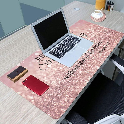 Large Gaming Mouse Pad, Long Extended XL Ergonomic Mousepad Desk Pad, Large Rubber Mice Pads Stitched Edges, 31.5'' X 11.8'+ Cup Coaster, Proverbs...