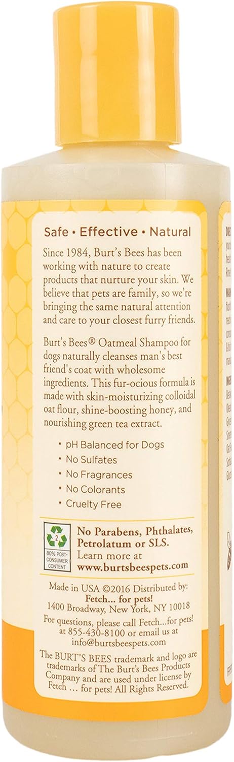 Burt's Bees for Pets Naturally Derived Oatmeal Shampoo with Colloidal Oat Flour and Honey - Oatmeal Dog Shampoo to Soothe and Cleanse Dogs Skin an...
