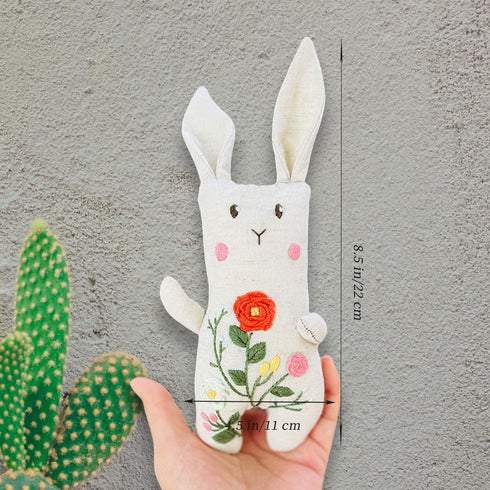 Pre-Stamped Embroidery Patterns Bunny Rabbit, Rose Sewing Full Needles and Thread Hoop Kit for Beginners Teens......