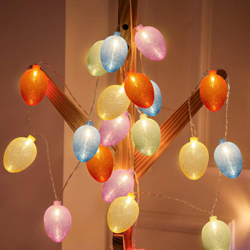 10 Lights Easter Decoration String Lights, 8.5FT Easter Egg Lights with 10 Glitter Eggs and Mini Incandescent Bulbs, Plug In Fairy String Lights f...
