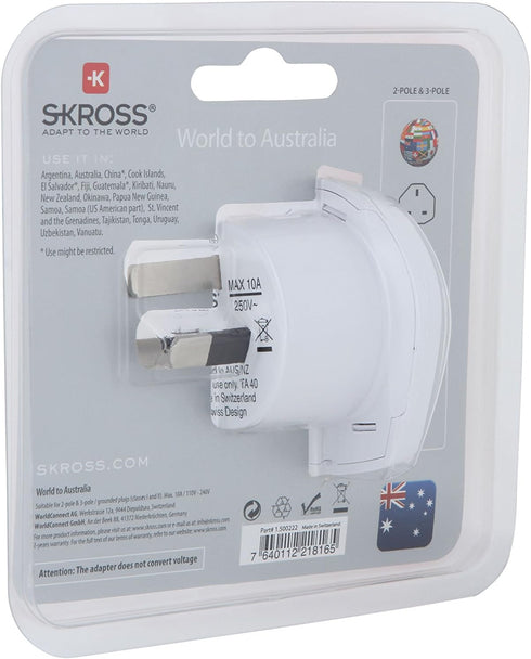 Skross World to Australia/China Country Travel Adaptor, White...