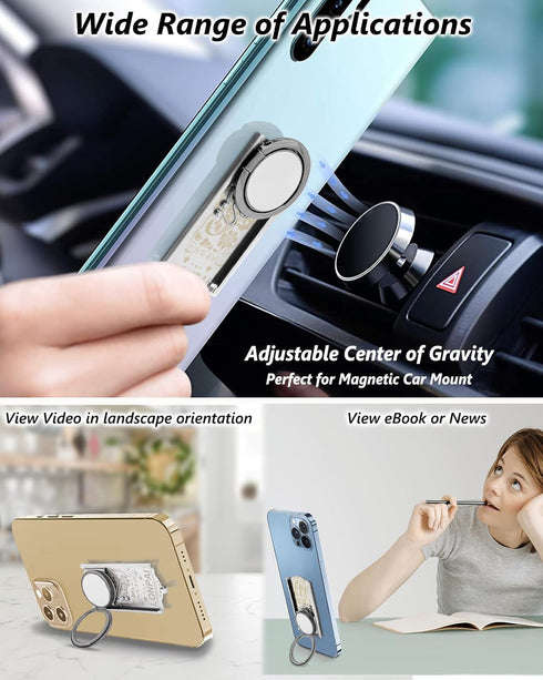 Anti-Theft Phone Ring Slidable Holder with Assist Spring & Lanyard & Tether for Travel & One-Handed Operation & Magnetic Car Mount and Relief Anxi...
