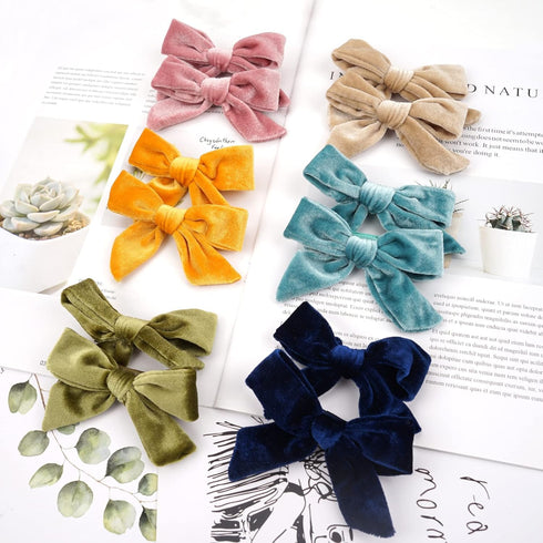 Yxiang 24PCS Velvet Hair Clips and Barrettes for Baby Girls, 4 inches Hair Bows Fully Lined Non Slip Barrettes Christmas Hair Accessories for Todd...