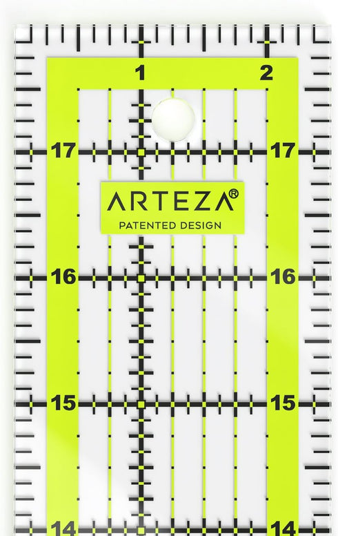 ARTEZA Quilting Ruler, Laser Cut Acrylic, Double Colored Grid Lines, 2.5"x18"...