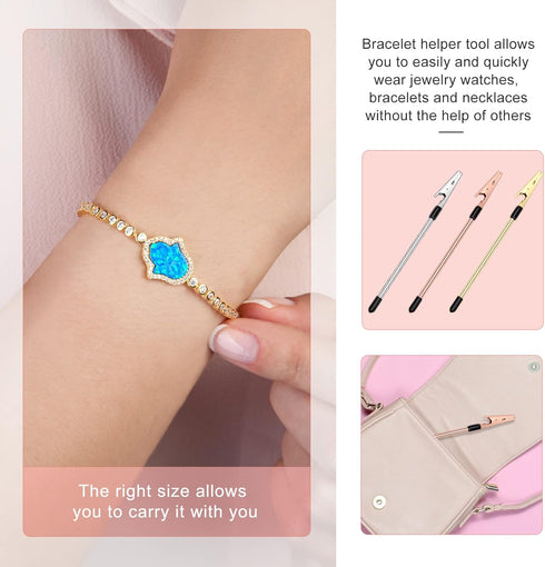 3 Pieces Bracelet Helper Tool Jewelry Helpers, Anglecai Hand Bracelet Fastener Helper for Fastening and Hooking Jewelry Bracelet Necklace Watch Cl...