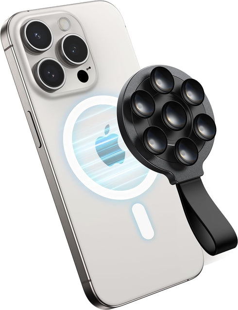 Suction Phone Case Mount, Magnetic Silicone Suction Cup Phone Grip Holder Stand for iPhone 15 Pro Max, Hands-Free Cell Phone Accessory Holder for ...