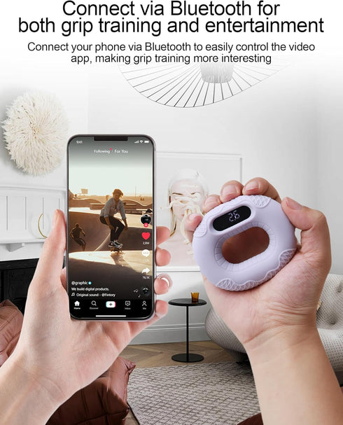 Smart Hand Grip Strength Trainer for Adults & Kids, Stress Ball Bluetooth Connection for Phone, Perfect for Fitness, Wrist Rehab Therapy & Hand St...