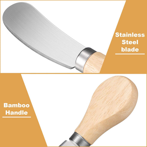 Patelai 12 Pieces Cheese Spreader Cheese Butter Knife Stainless Steel Butter Spreader Knives with Wooden Handle Sandwich Cream Cheese Cake Condime...