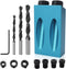 14Pcs Pocket Hole Jig Kit, 15 Degree Woodworking Inclined Hole Jig with 6/8/10mm Drill Bits for Carpentry Woodworking Angle Drilling Holes...