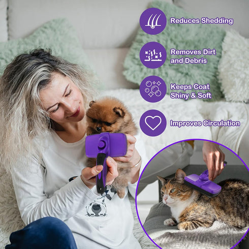 Pet Grooming Brush, The Ultimate Dog Brushes for Shedding Hair, Fur, Comb for Grooming Long Haired & Short Haired Dogs, Cats, Rabbits & More, Shed...