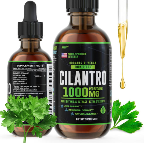 HERBIFY Cilantro Tincture - Herbal Cilantro Supplement for Detox - Rich Source of Antioxidants - Supports Heart and Body Cleanse - Made in USA - C...