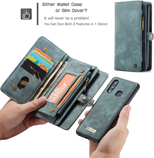 Samsung Galaxy A20 Case, Samsung Galaxy A30 Case with Card Holder, 2 in 1 Durable Leather Magnetic Detachable Cash Holder with Card Slots & Zipper...