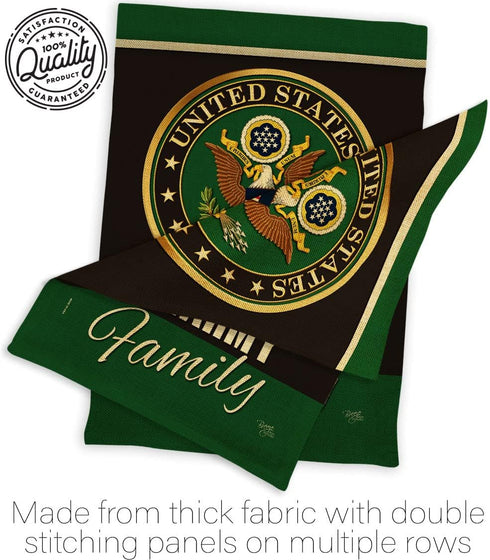 Army Proudly Family Burlap Garden Flag - Armed Forces Rangers United State American Military Veteran Retire Official - House Decoration Banner Sma...