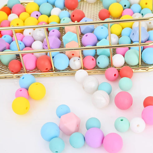 Silicone Beads?DIY Necklace Bracelet Beads for Craft Set Jewelry?Silicone Beads Accessory Kit for Keychain Making Bracelet Necklace Handmade Craft...