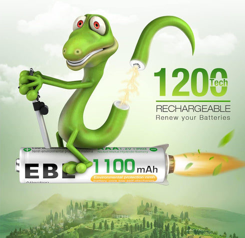 EBL Rechargeable AAA Batteries 1100mAh Ni-MH Triple A Batteries, Precharged Long Lasting AAA Battery - 8 Counts...