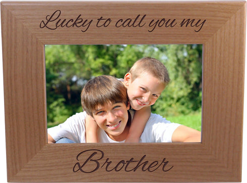 Lucky to Call You My Brother - 4x6 Inch Wood Picture Frame - Great Gift for Birthday for Brother, Brothers...