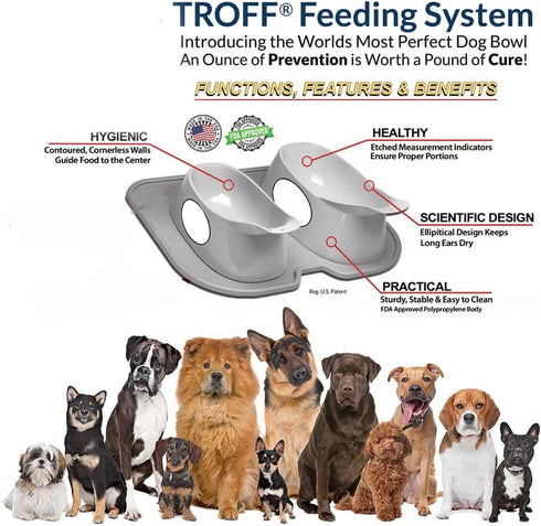 Lixit Ergonomic Bowls for Dogs with Long Ears (Grey, Small)...