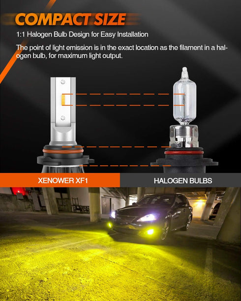 SEALIGHT 9145 H10 Yellow LED Fog Light Bulbs, 13,000LM 600% Brightness 9045 H10 Led Bulb Yellow Fog Lamps, 3000K Amber Strong Penetration 9140 904...