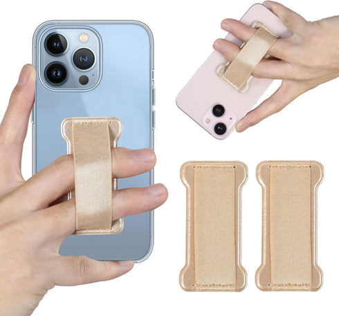 Cell Phone Finger Grip Strap Holder for Hand, Finger Strap Phone Holder, New Slim Finger Loop Selfie Grip Compatible with Most Smartphones(Gold) -...