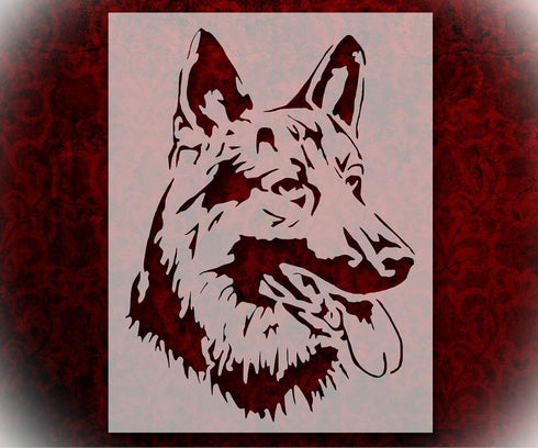 Stencil German Shepherd Dog Face Head 8.5" x 11" Reusable Sturdy Flexible Clear Plastic Stencils Arts and Crafts Material Scrapbooking for Airbrus...