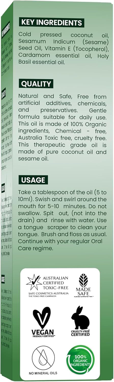 Smile Tantra Oil Pulling with Cardamom & Holy Basil Essential Oils for Oral Health, Healthy Teeth & Gums, Alcohol Free Mouthwash, Teeth Whitening,...