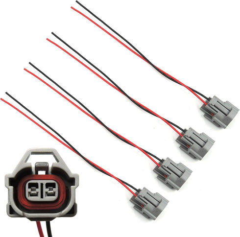 HiSport 4Pcs Fuel Injector Connector Electrical Pigtail Plug Replacement for Mazda, Mitsubishi, Nissan, Subaru, Toyota...