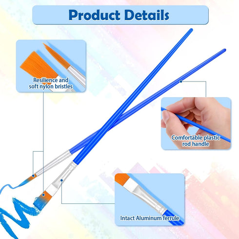 Small Paint Brushes Bulk, Anezus 100 Pcs Paint Brushes for Kids Acrylic Paint Brushes Set with Flat and Round Pointed Paint Brushes Craft Paint Br...