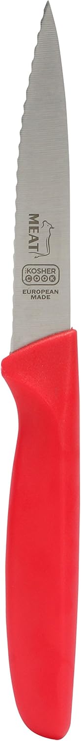 Kitchen Knife 3-Piece Set - 4 inches - Steak and Vegetable Knife - Razor Sharp Pointed Tip, Serrated Edge - Color Coded Kitchen Tools...