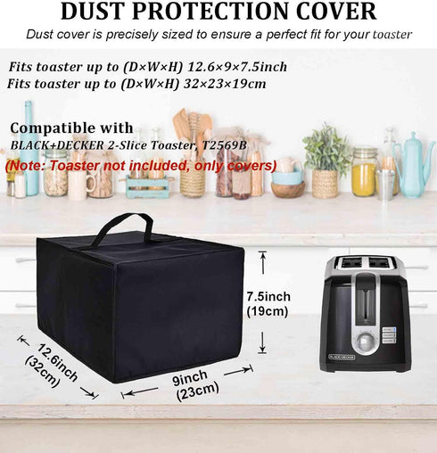 Toaster Cover Waterproof Heat-Resistant Dust-proof Cover Case 2-Slice Toaster Protective Sleeve with Convenient Handle for BLACK+DECKER 2-Slice To...