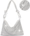 Silver Purse Rhinestone Purse Silver Clutch Sparkly Purse Silver Bag 10.2"×0.4"×6.69"(Silver)...