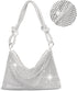 Silver Purse Rhinestone Purse Silver Clutch Sparkly Purse Silver Bag 10.2"×0.4"×6.69"(Silver)...