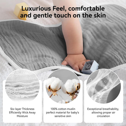 Synrroe Burp Cloths Large, Muslin Burp Cloths for Baby Girls and Boys, Pack of 10 Extra Absorbent and Soft Muslin Bibs, 6 Layers 20 by 10 Inches 1...