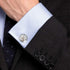Mr.Van Men's Cufflinks - Rhodium-Plated Brass Steampunk Gear Design, Non-Rotating Watch Movement - Gift Box Included...