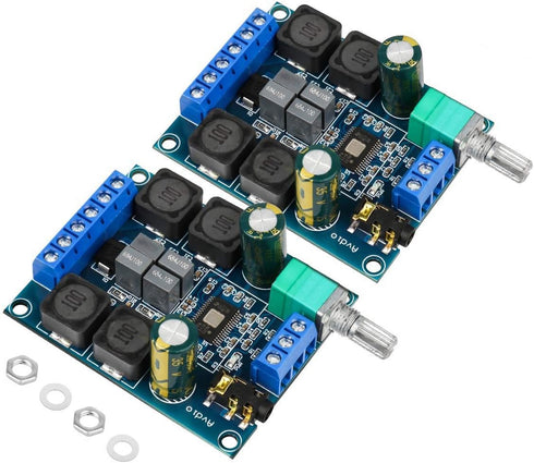 2Pcs Digital Amplifier Board,TPA3116D2 Dual Channel Audio Stereo AMP High Power Digital Subwoofer Power Amplifier Board 2x50W 5V 12V 24V for Store...