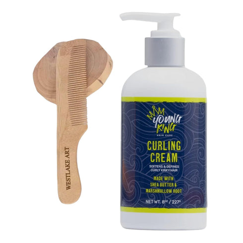 Kids Curly Curl Cream, 8 Oz, Bundled With Wooden Comb, Moisturizing & Detangling Styling And Curling Cream Wavy To Kinky Hair, Sulfates & Parabens...