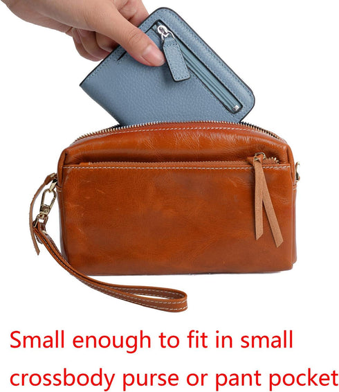 YALUXE Genuine Leather Small Wallets for Women Ladies Mini Coin Purse Cash Card Holder RFID Protected Compact Thin Pocket Size...