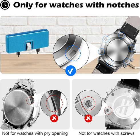 Watch Battery Replacement Kit, Watch Back Remover for Rotate Open Watch Cover, Watch Opening Tool, Watch Strap Removal, Watch Case Opener with Ant...