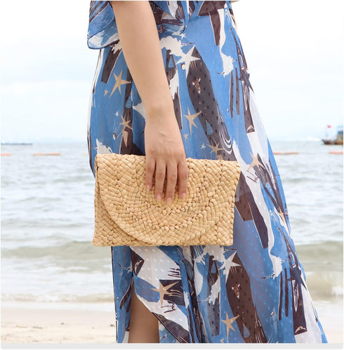 Freie Liebe Straw Clutch Purses for Women Summer Beach Bags Envelope Woven Clutch Handbags...