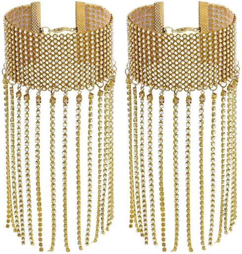 ELABEST Rhinestone Ankle Bracelets Crystal Tassel Anklet 2pcs Glitter Tennis Foot Chain Wedding Jewelry Accessories For Women and Girls...
