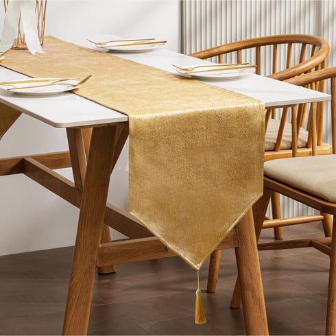 BALCONY & FALCON Table Runner with Tassels Machine Washable Luxury Home Decorative Dresser Scarves for Dining Party Banquets Wedding Birthday 14 x...