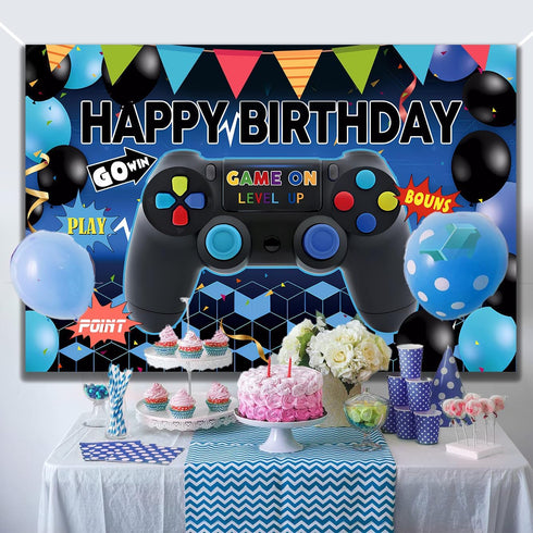 7x5Ft Video Game Happy Birthday Backdrops for Boy Gaming Theme Photography Background Birthday Party Decoration Cake Table and Birthday Decoration...