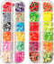 AKOAK 2 Boxes of Crystal Mash Clay Strip Flowers Fruit Slices Apples, Strawberries, Watermelons Nail Crafts Making, Decorations Scrapbook DIY Craf...