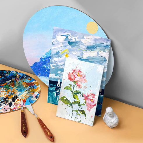 2 Pieces Palette Knife Set Stainless Steel Spatula palette knife for oil painting acrylic painting, LIGHTWISH Painting Knife with Wood Handle for ...