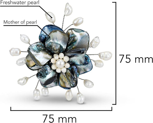 AeraVida Stunning Flower of the Ocean Seashell and Cultured Freshwater Pearl Floral Brooch Pin | Handmade Brooch for Women | Brooch for Women | Br...