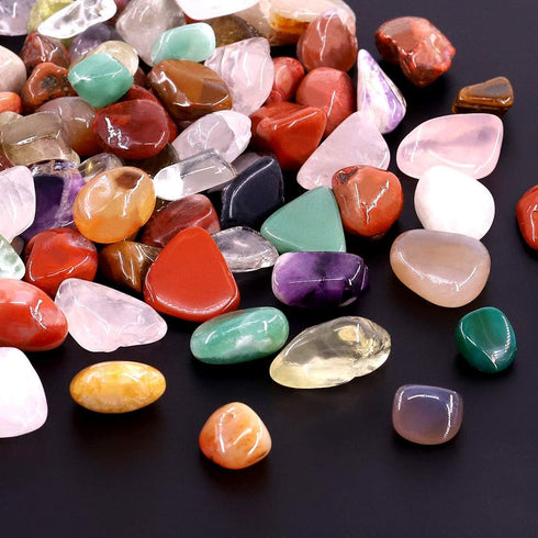 Hilitchi 1lb Bulk Large Natural Tumbled Polished Brazilian Stones Gemstone Healing Crystals Quartz for Wicca, Reiki, and Energy Crystal Healing (B...