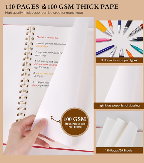 Blank Spiral Notebook Journal 8.5” x 11”, A4 Large Sketch Book for Women Men, 100 GSM Blank Paper Drawing Notebook, Plastic Hardcover Spiral Bound...