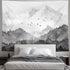 kampdream Mountain Forest Tapestry, Misty Foggy Black and White Tree Landscape Watercolor Art Wall Tapestries, Nature Scenery Tapestry for Bedroom...
