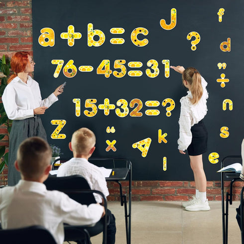 264 PCS Bulletin Board Letters Set, Bulletin Board Letters Numbers Punctuation Symbol Alphabet Cutouts Printed with Hive Bee Honey Sunflower for S...